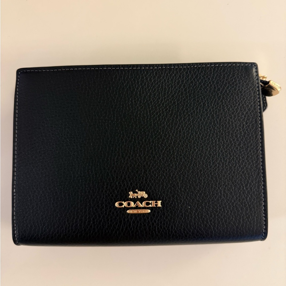 Coach Black Leather Clutch with Gold Accents - Picture 4 of 7